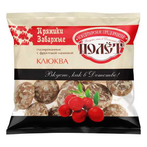 Пряники Полет заварные глазированные с начинкой клюква 300 г