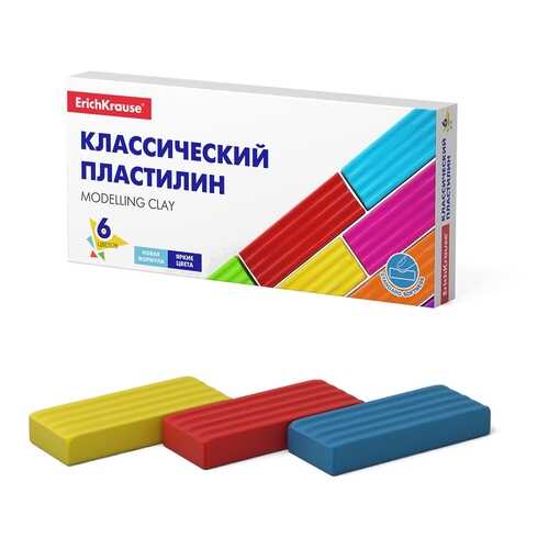 Классический пластилин ErichKrause® Basic 6 цветов, 96г (коробка)