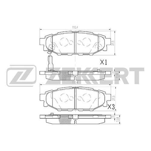 Комплект тормозных колодок, дисковый тормоз ZEKKERT BS-2592