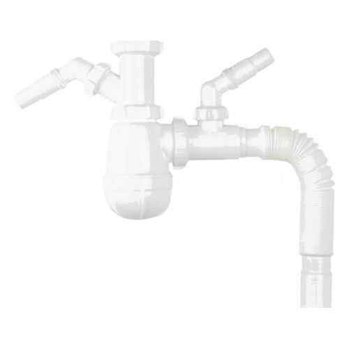 Сифон для кухни Aquant 1 1/2х40 с двумя отводами с/м с г.т. 40х40/50