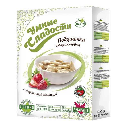 Подушечки амарантовые Умные сладости c клубничной начинкой 220 г