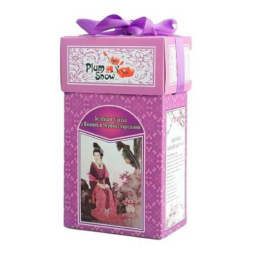Чай Plum Snow Зелёная Улитка с Вишней и Черной смородиной, зелёный листовой, 100 гр