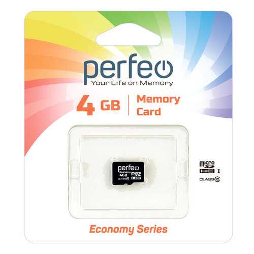 Карта памяти Perfeo microSD 4GB High-Capacity (Class 10) без адаптера economy series