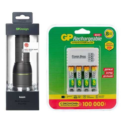 Туристический фонарь GP P55NX00001SD1 + 100AAAHC/CPB-2CR4 холодный, серый, 9 режимов