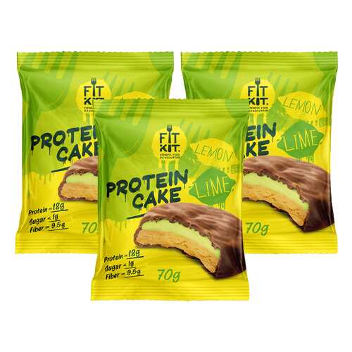 Печенье Fit Kit Protein Cake 3 70 г, 3 шт., лимон/лайм