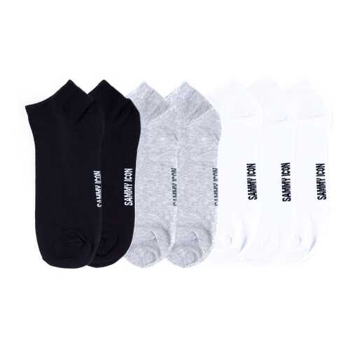 Комплект однотонных носков Sammy Icon Ankle Solid - 7 Pair Set - Black/Grey/White