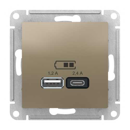 Розетка SE AtlasDesign Шампань USB A+С, 5В/2,4А, 2х5В/1,2А, механизм