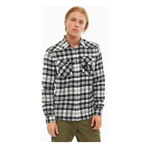 Рубашка мужская Calvin Klein Jeans J30J3.12796.0990 синяя/белая/черная/серая M
