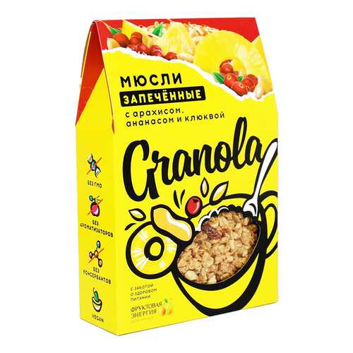 Гранола Фруктовая Энергия с арахисом ананасом и клюквой