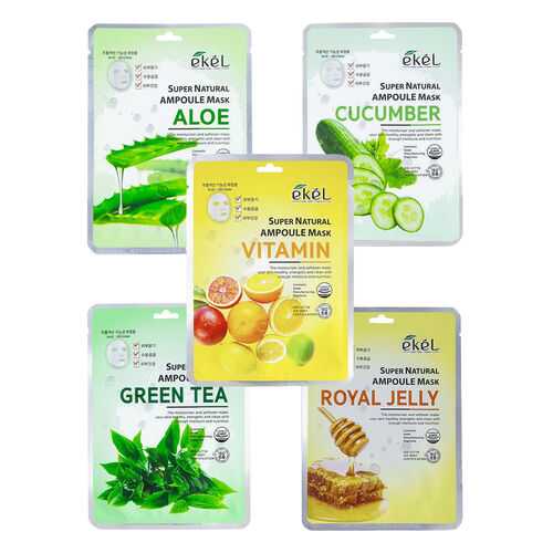 Набор ампульных тканевых масок Ekel Super Natural Ampoule Masks 5 шт