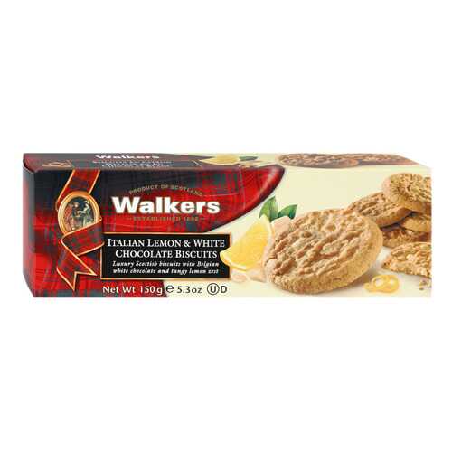 Печенье Walkers Итальянский лимон и белый шоколад 150 г Великобритания