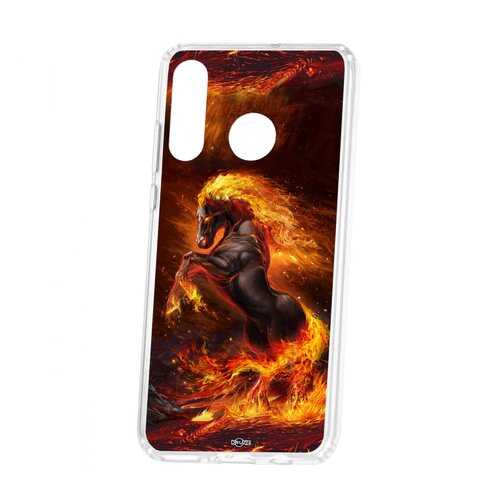 Чехол Kruche Huawei P30 Lite Print Конь огонь