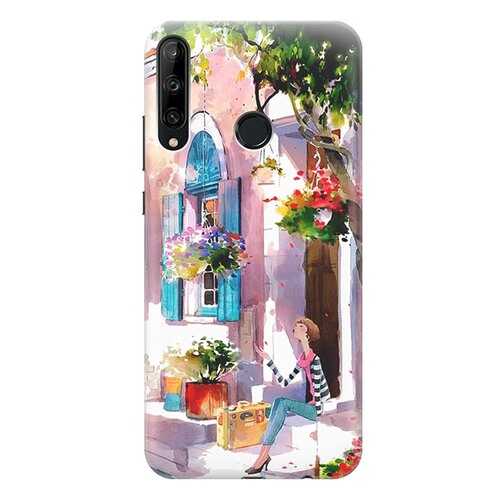 Чехол RE:PA для Huawei P40 Lite E / Honor 9C с принтом Девочка на цветущей улочке
