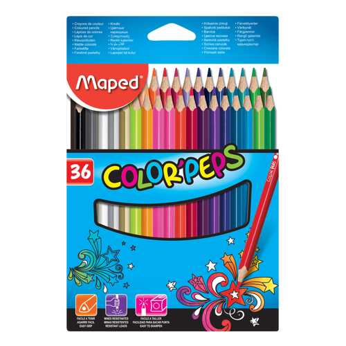 Карандаши цветные COLOR'PEPS, треугольн,36цв. картон. MAPED