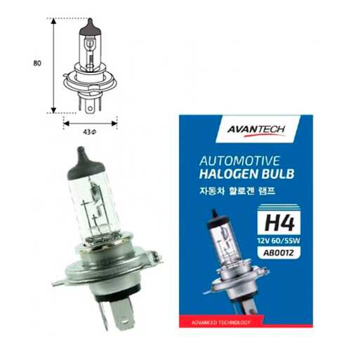 Лампа Головного Света Avantech H4 (Hb2) 12v 60/55w AVANTECH арт. AB0012