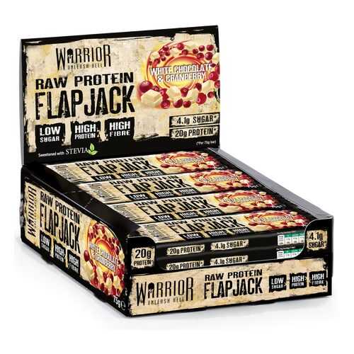 Батончик Warrior Raw Protein Flapjacks 12 0,08 г, 12 шт., white chocolate & cranberry