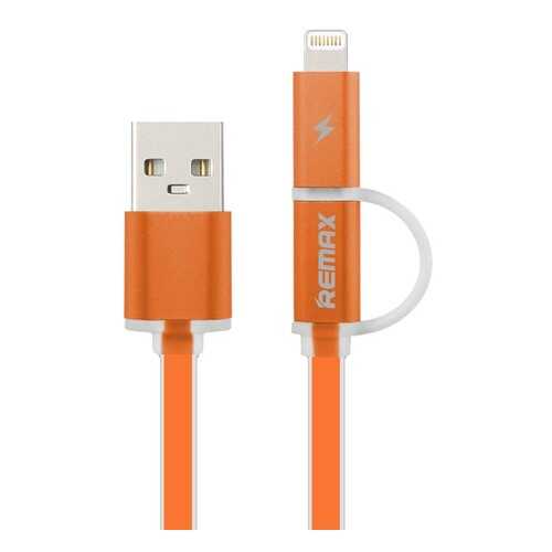 Кабель REMAX Aurora 2 в 1 (micro USB + iPhone Lightning) 1m, Orange