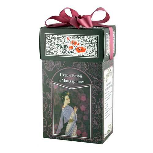 Чай Plum Snow Чёрный чай Пуэр с Розой и Мандарином, чёрный листовой, 100 гр
