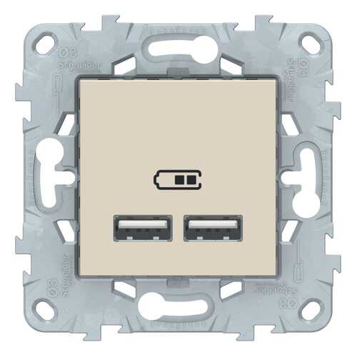SE Unica New Бежевая Розетка USB, двойная, 5 В / 2100 мА