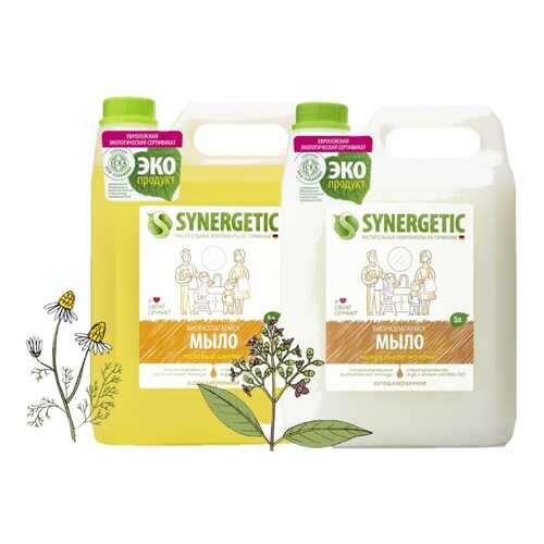 Набор Synergetic Mix мыло жидкое Миндальное молочко, Полевые цветы 2 шт 5 л