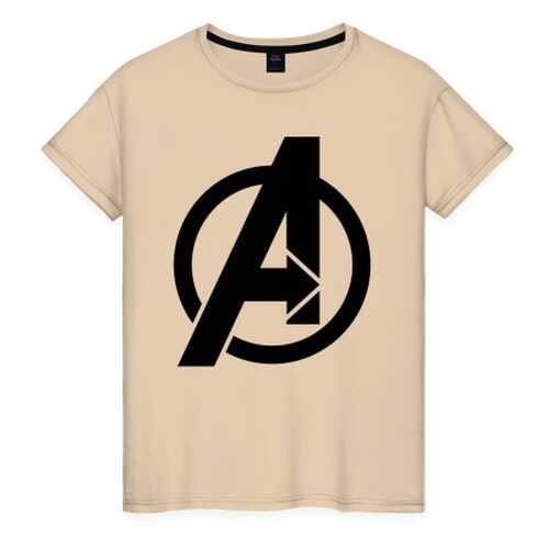 Футболка женская ВсеМайки Avengers logo black бежевая 4XL