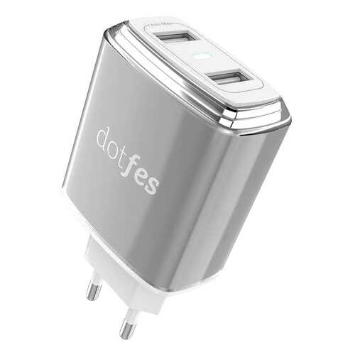 Сетевое зарядное устройство Dotfes C01 Tarnish 2 USB 3,4A Silver