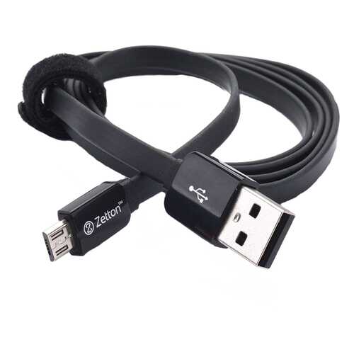 Кабель Flat Zetton Micro USB Black