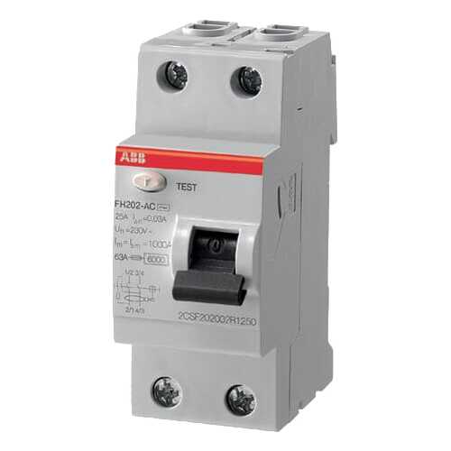 Выключатель дифференциального тока (УЗО) ABB FH202, 2п, 63 А, 30 мА, тип AC