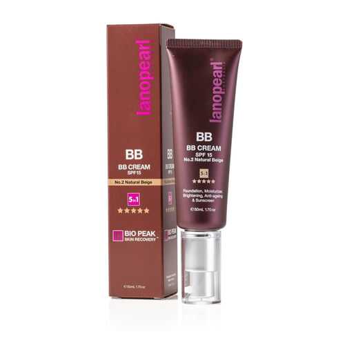 BB-крем натурально-бежевый Lanopearl 5 в 1 BB Cream SPF 15 No.2, 50 мл