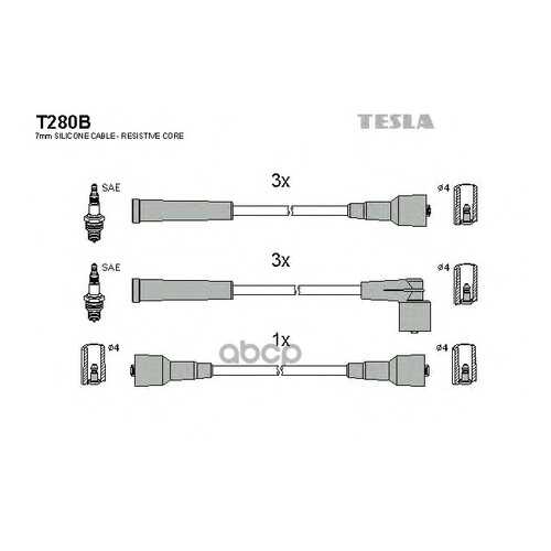 Комплект Проводов Зажигания TESLA T280B