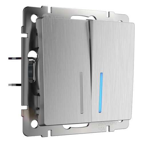 Выключатель Werkel WL09-SW-2G-2W-LED cеребряный рифленый