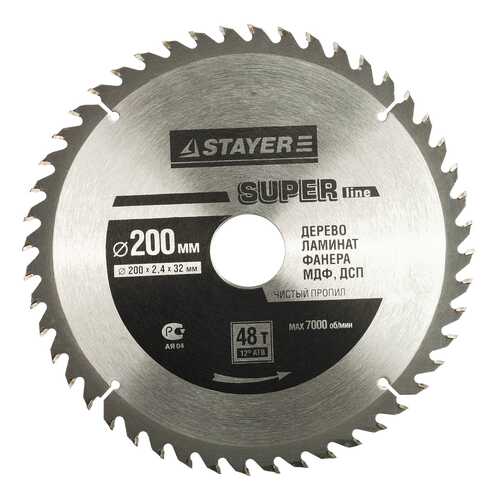 Диск по дереву для дисковых пил Stayer 3682-200-32-48