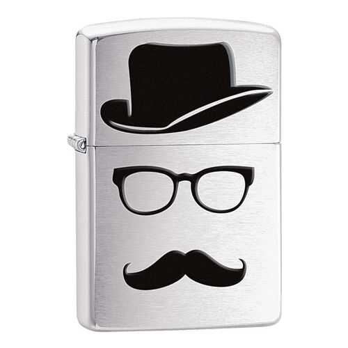 Зажигалка Zippo Moustache and Hat Brushed Chrome