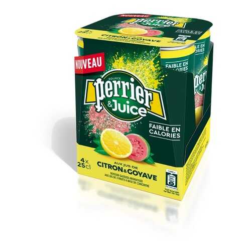 Вода минеральная газированная Perrier со вкусом лимон-гуава 4 шт по 0.25 л