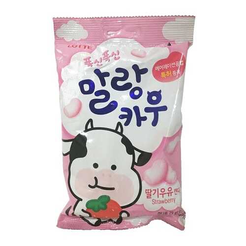 Карамель Лотте Malang Cow Strawberry Milk Лотте 79 г Южная Корея