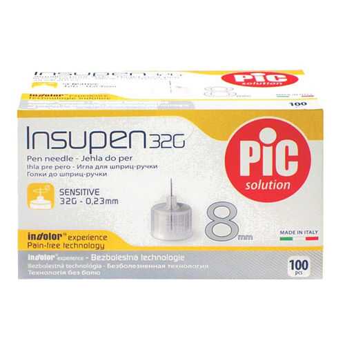 Иглы одноразовые INSUPEN к шприц-ручке 32G (0.23mm x 8mm) 100 шт.