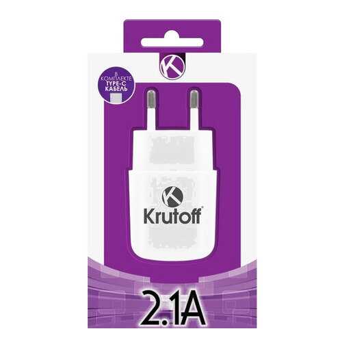 Сетевое зарядное устройство Krutoff CH-17 1 USB 2,1A White