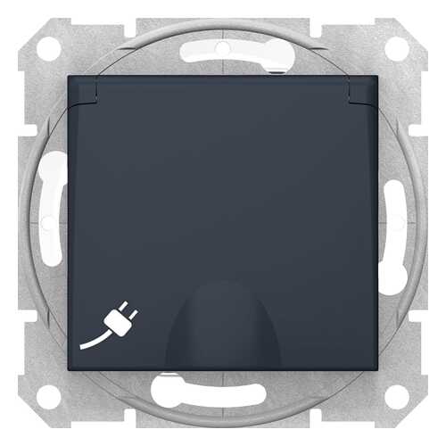 Розетка SE Розетка SEdna Графит 1-ая IP44 16А с з/к, с крышкой,cо шторками