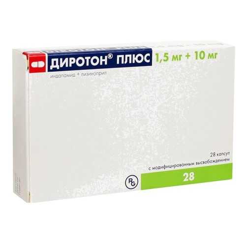 Диротон Плюс капсулы с модиф.высвоб.1,5 мг+10 мг №28
