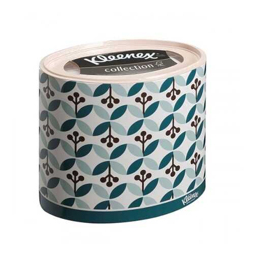 Бумажные салфетки для лица Kleenex круглая коробка зеленые листочки 3 слоя 64 шт