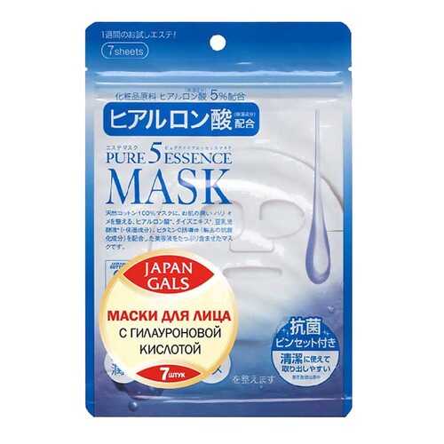 Маска для лица Japan Gals с гиалуроновой кислотой Pure 5 Essential 7 шт