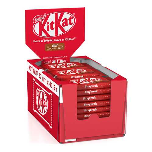 Молочный шоколад KITKAT с хрустящей вафлей 27 шт по 41.5 г
