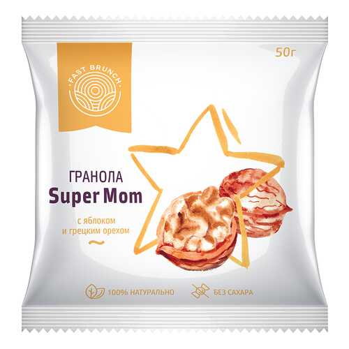 Гранола Fastbrunch SuperMom с яблоком и грецким орехом 3 саше