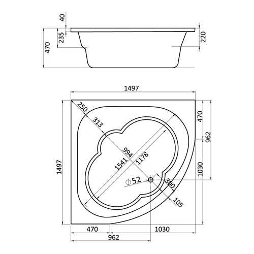 Комплект монтажный Santek для ванны Канны 150х150см белый (WH112432)
