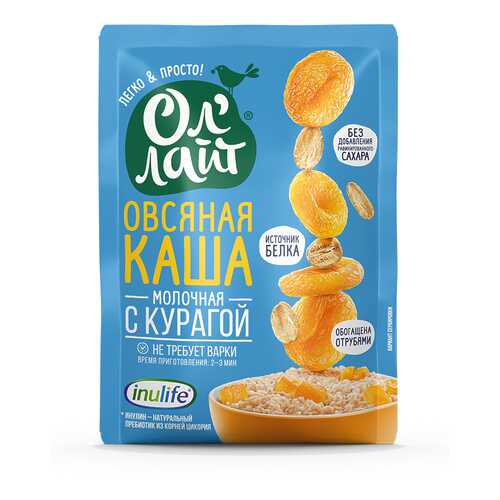 Каша Ол Лайт Овсяная молочная с курагой 40г