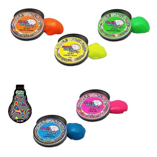 Игрушка-антистресс JOKER Group Жвачка для рук Super Brain Putty Неон 5 цветов 75 г 34100