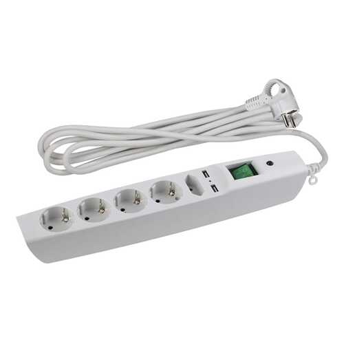 Сетевой фильтр ЭРА SFU-5es-2m-W, 5 розеток, 2 м, White
