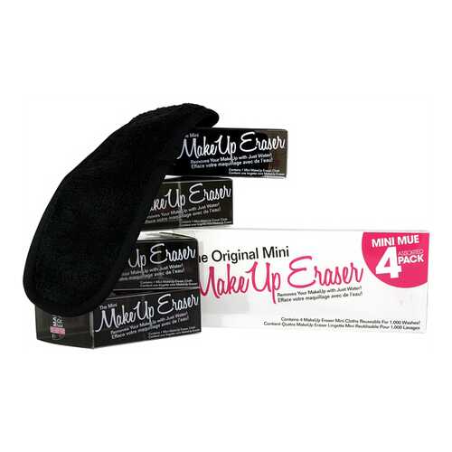 Мини-салфетка MakeUp Eraser для снятия макияжа черная 4 шт,