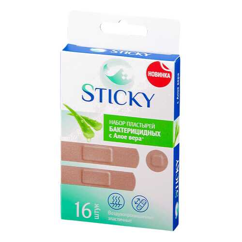 Пластырь бактерицидный Sticky набор универсальный алоэ 16 шт.