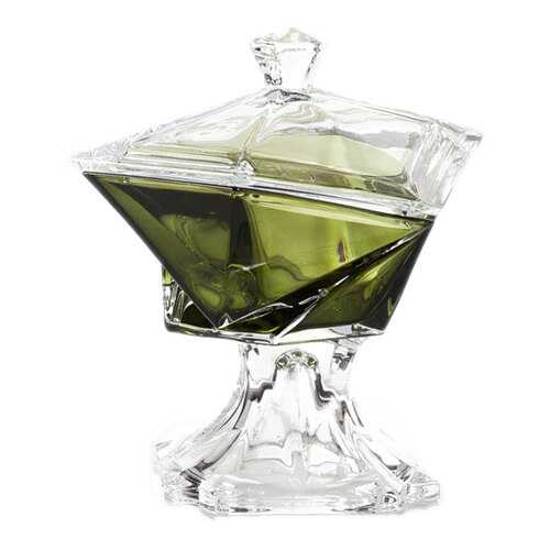 Конфетница на ножке с крышкой Crystalite Bohemia 23,5см, цвет хаки
